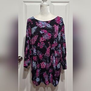 Lane Bryant Floral Print Tunic Blouse Top Size 22/24